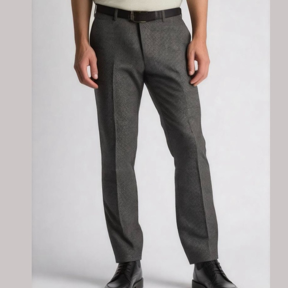 COS Grey Wool Blend Straight Leg Tapered Tailored Suit Trousers Dress Pants, L